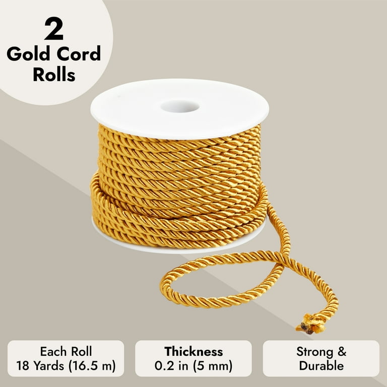 Gold Twisted Cord Rope Cord Trim Piping 25 Yards 1/8 Upholstery Pillows  Crafts