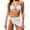 White, variant on PWPSG Metal Accent Bandeau Bikini Three Piece Swimsuit with Matching Sheer Skirt Cover Up Red M