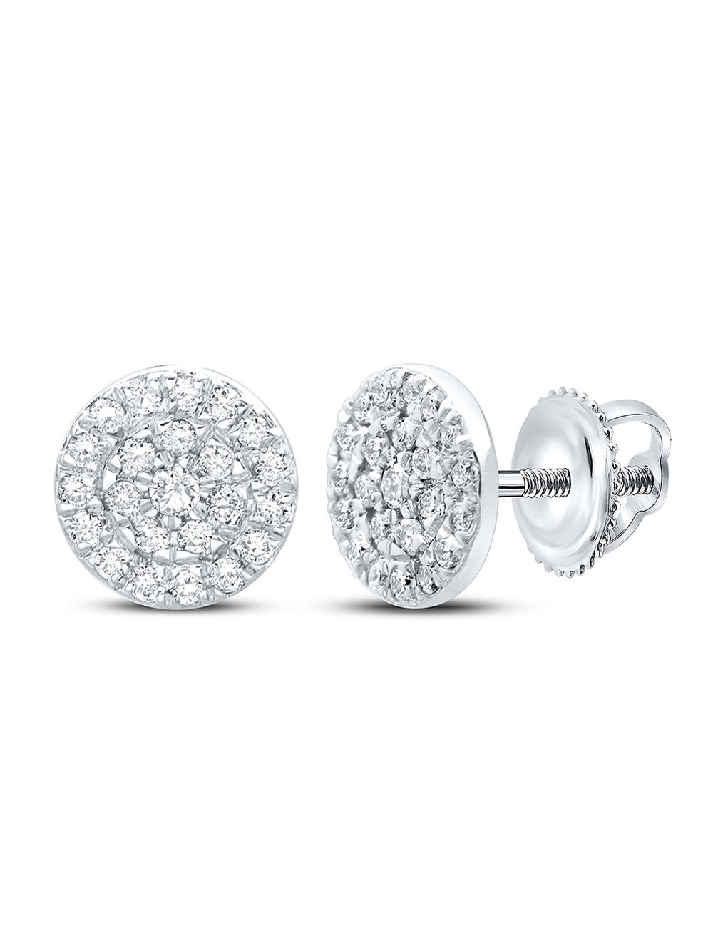 ARAIYA FINE JEWELRY 10kt White Gold Womens Round Diamond Cluster Earrings 1/8 Cttw