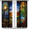 thumbnail image 4 of Colorful Stained Glass Blackout Curtains,Vintage Stained Glass Curtains,Art Beautiful Nature Scenery Stained Glass Art Window Treatment for Living Room Bedroom Kitchen-52"W x 96"L (Pack of 2), 4 of 7