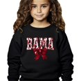 thumbnail image 3 of Bama Sweatshirt with Crimson Coquette Bow Alabama School Pride Red Floral Sweater Black Sweatshirt Youth Small, 3 of 5