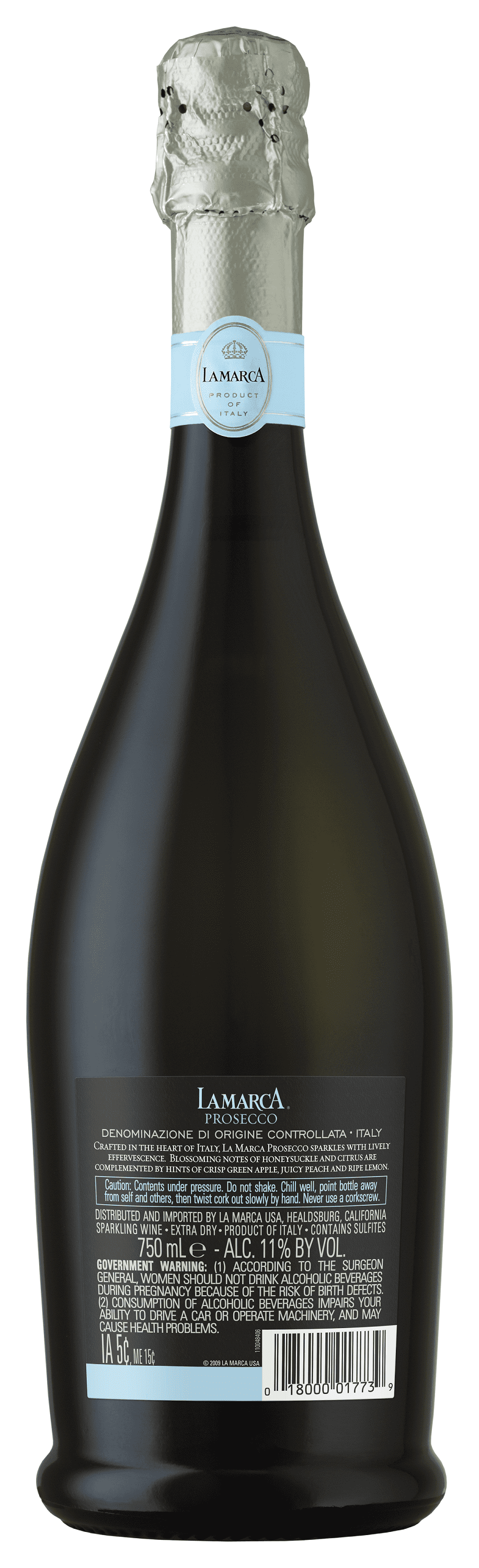 La Marca Prosecco Sparkling White Wine 750mL Bottle, 11% ABV with Citrus and Honey Notes
