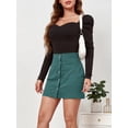 thumbnail image 3 of Wenseny Womens Corduroy A-line Skirt Classic Vintage Casual Skirts Stylish Short Skirt Green S, 3 of 5