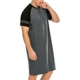 thumbnail image 4 of Men's Cotton Night Sleep Shirts Comfy Long Sleeve Mid-Length Nightgown Loose Striped Crew Neck Nightshirts,up to size 3XL, 4 of 8