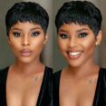 thumbnail image 2 of Peluca estilo europeo y americano moda cabello corto mujeres estilo africano cabello corto negro, 2 of 4