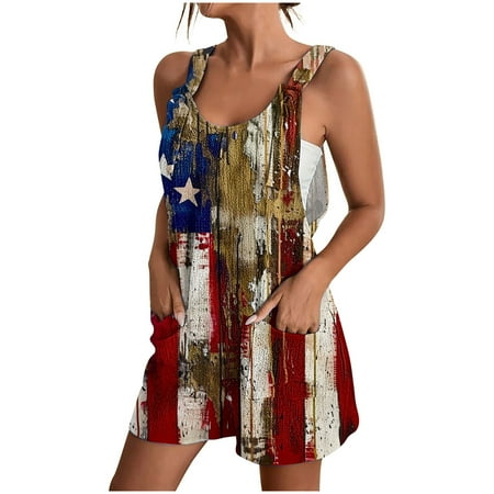 Mitankcoo Women One Piece Shorts Romper - July 4th Shorts Romper Sleeveless Yellow Jumpsuit Women