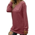 thumbnail image 3 of Round Neck Long Sleeve Tops for Women Women Casual Fashion Pullover Long Sleeve Soild Round-Neck Blouses Long Sleeve Loosen Sweatershirt Top Print Long-sleeved Sweatshirt, 3 of 6
