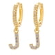 thumbnail image 1 of Pendientes para mujer, delicados pendientes de aro con inicial chapados en oro, pendientes colgantes con letras del alfabeto, pendientes colgantes con inicial de letra de diamantes de imitación brilla, 1 of 3