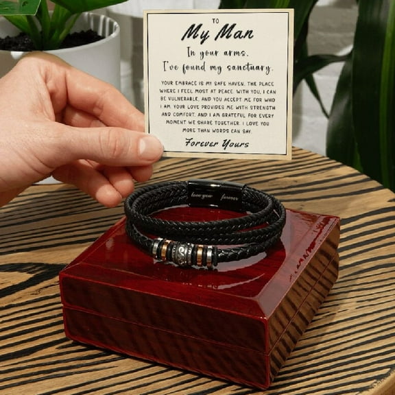 My Man Gift - My Sanctuary Love You Forever Bracelet | Romantic Gift for Him - Anniversary, Birthday, Father's Day, Valentine's Day