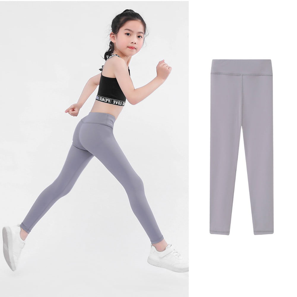 Odeerbi Kids Girls Athletic Dance Short Leggings Yoga Compression Shorts  Fitness Dance Pants Solid Color Sports Short Pants Silver 