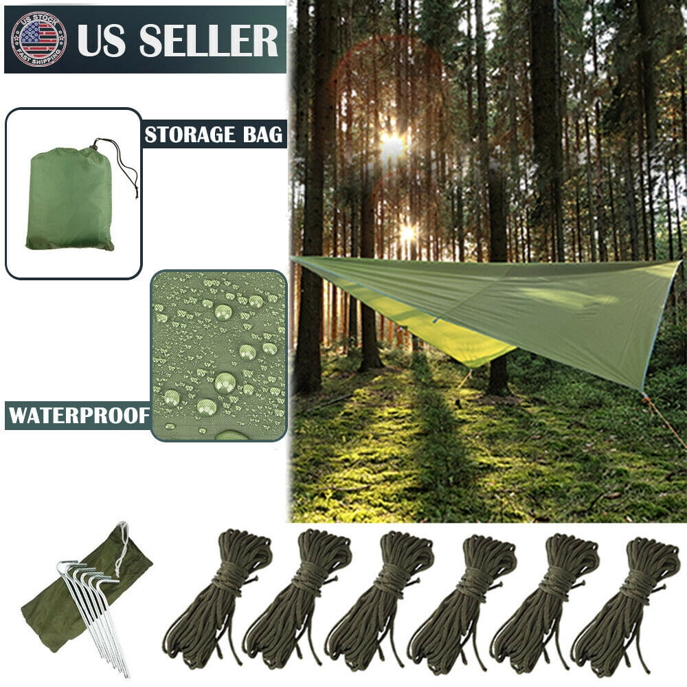 FOME SPORTS&OUTDOORS 118x118inch Waterproof Picnic Mat Groundsheet Blanket/Rain Fly Sunshade Sun Shelter Multifunctional Tent Footprint with Carrying Bag for Camping Hiking Travel Camping Tarp 
