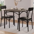 thumbnail image 1 of Ourlova Dining Table Set for 2, Kitchen Table with 2 Upholstered Chairs, 3 Piece Square Dining Room Table Set, for Small Space, Apartment, Home, Kitchen, Retro Gray, 1 of 5