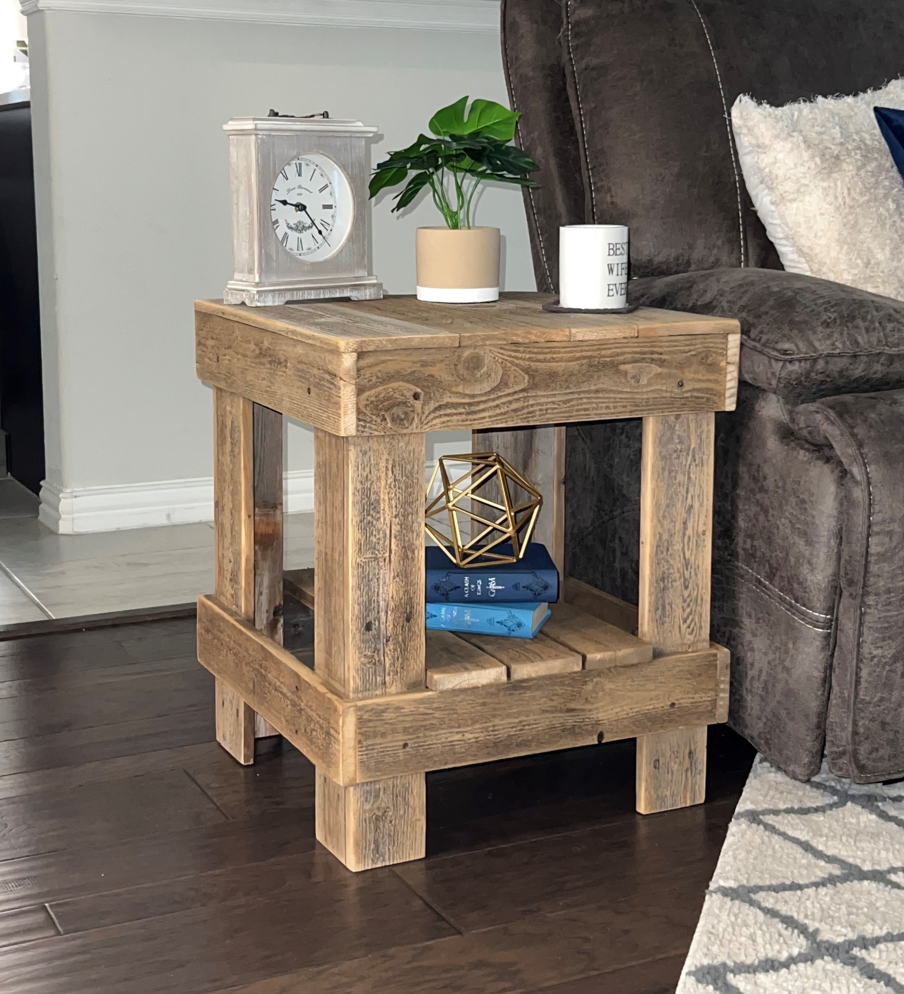 Woven Paths Reclaimed Wood End Table, Natural - Walmart.com