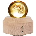 thumbnail image 1 of 3D Crystal Ball Music Box Luminous Rotating Musical Box with Projection LED Light and Wood Base Best Gift for Birthday Christmas Valentine's Day Home Decor Wooden Music Box (Moon), 1 of 5