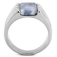 thumbnail image 4 of Mens Ring Silver Blue White Stainless Steel Ring with Semi-Precious Sodalite in Capri Blue, 4 of 8