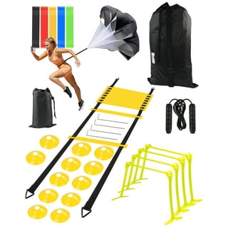 Big B Pro Sports Speed & Agility Training Set | Includes Ladder, 10 Cones,  Running Parachute, Jump Rope, 5 Resistance Bands | Great for Football