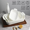 thumbnail image 4 of SWEEJAR Porcelain Bakeware Set for Cooking, Ceramic Rectangular Baking Dish Lasagna Pans for Daily Use, Set of 3,White, 4 of 6