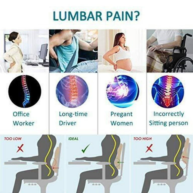 DE.HOME Lumbar Support Pillow for Car seat & Office Chair- 5 Fans & 3  Adjustable Level Cooling System - Adjustable Chair Back- Perfect for  Summer, USB