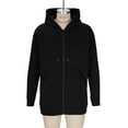 thumbnail image 2 of Long Hoodies for Men Sherpa Lined Jacket Mid Length Thick Warm Sweatshirt Fleece Full Zip Hooded Winter Coat (XL, Black), 2 of 7