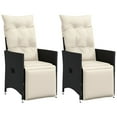 thumbnail image 1 of vidaXL Reclining Garden Chairs 2 pcs with Cushions Black Poly Rattan, 1 of 5