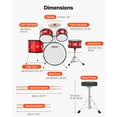 thumbnail image 3 of VEVOR Kids Drum Set 5-Piece Junior Musical Drum Kit with 16 in Bass Drum (Red), 3 of 9