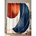 thumbnail image 4 of Navy Blue Burnt Orange Shower Curtain Set, Waterproof Shower Curtains for Bathroom, Modern Boho Art Geometric Washable Fabric Cloth Bath Curtain for Bathtub Decoration with Hooks 48x72 Inches, 4 of 6
