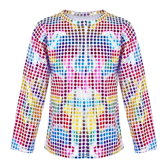 WUXIAN Toddler Girls Boys Casual Sequin Glitter Party Carnival Gown Long Sleeves Tops Baby Clothes Children Comfortable Dailywear