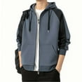 thumbnail image 1 of Men's Color Block Hooded Coat with Drawstring and Zipper Pockets for Casual and Outdoor Wear, 1 of 6