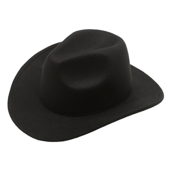 Fgnfyis Western Wool Cowboy Hat Mid Brim Design for Outdoor Casual Wear and Ethnic Folk Style Black One Size