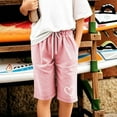 thumbnail image 4 of Wovix Girls Elastic Waist Jorts Summer Trendy Bermuda Shorts Knee Length Straight Leg Short Loose Casual Cute Solid Casual Pants, 4 of 4