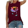 thumbnail image 2 of CEHVOM Womens Tank Tops Casual Loose Fit Plus Size Sunflower Printed Tee Shirts, 2 of 6