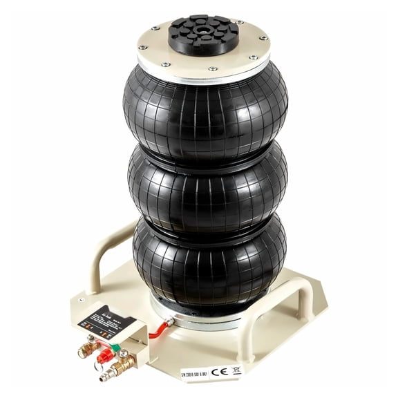 Air Jack 3 Ton/6600lbs Triple Bag, Pneumatic Jack with 6 Steel Pipes, 5.5-17.7 inch Lift, Fast Lifting for Car, Garage, Vehicle Repair - Beige