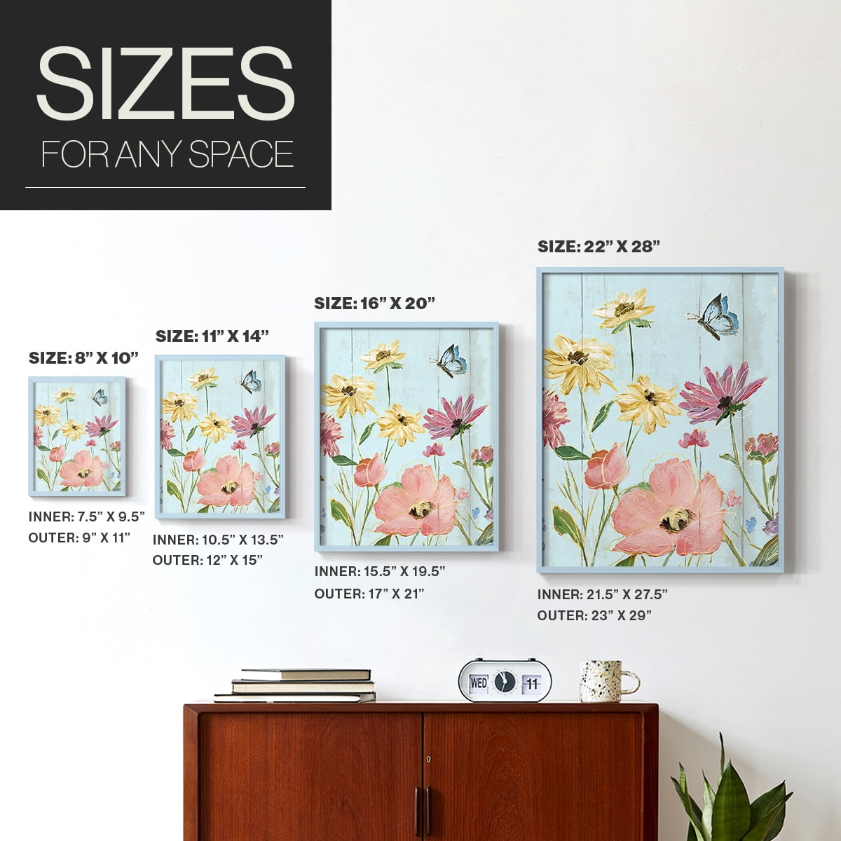 Wildflower Flutter II Framed Print - Solid Wood in Single Picture Frame Solid Wood 2 Framed Print