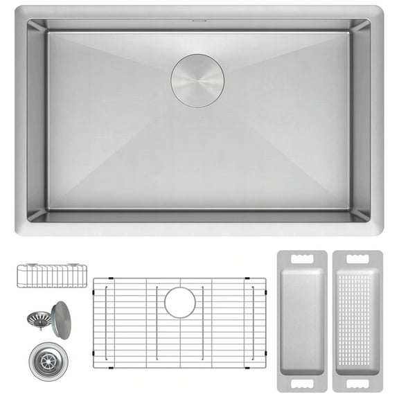 Zuhne 16 Gauge Stainless Steel 28 Inch Modena Bowl Undermount Kitchen Sink