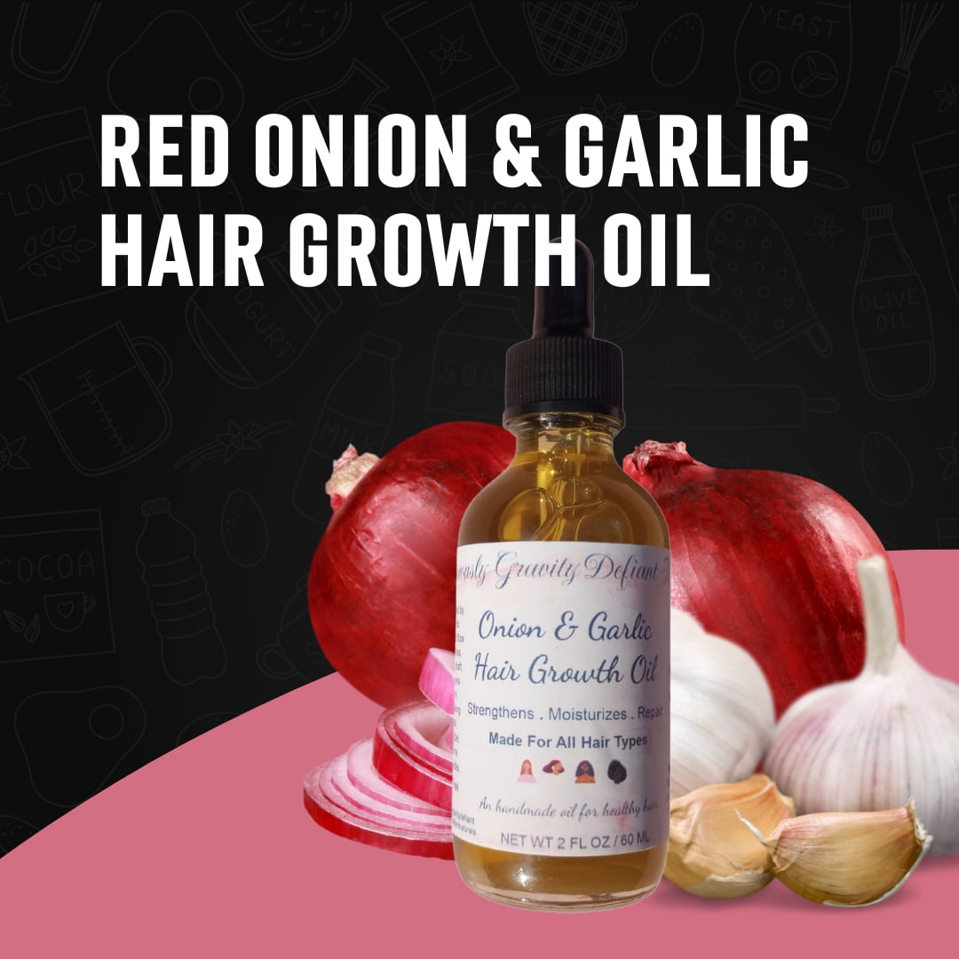 All Natural Red Onion & Garlic Ayurvedic Hair Growth Oil For Natural Hair, Safe For Womens, Mens and Childrens Hair