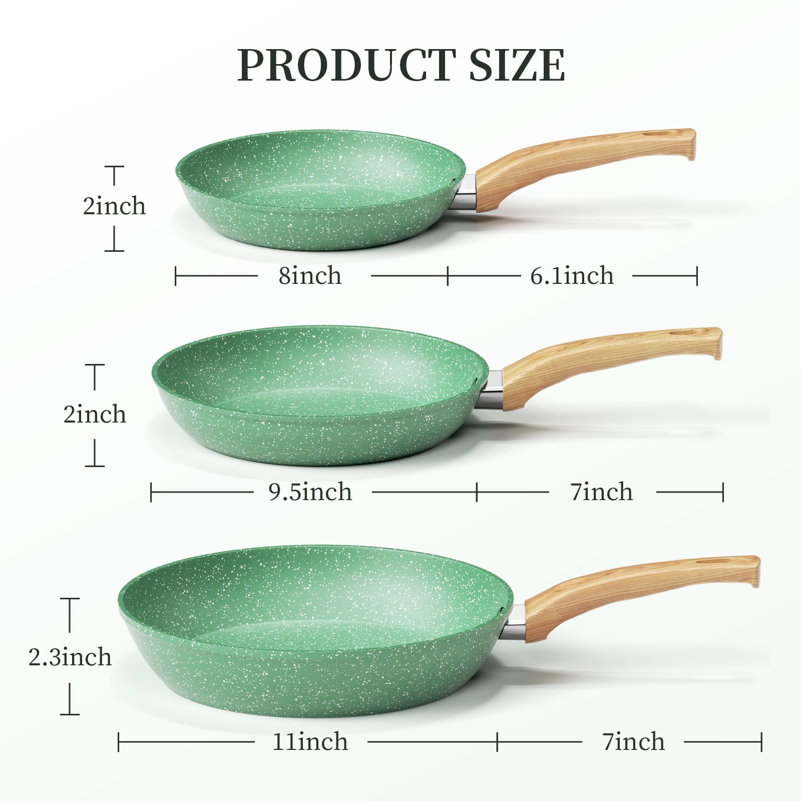 Innerwell 8-Inch Green Nonstick Aluminum Frying Pan Skillet with Bakelite Handle, Compatible with Various Stovetops