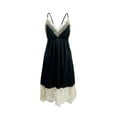 thumbnail image 4 of hirigin Women Nightdress, Spaghetti Straps V-neck Backless Lace Patchwork Midi Slip Dress, 4 of 7