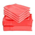 thumbnail image 4 of 6 Piece Luxury Rayon Made From Bamboo Sheets Set- Queen Coral Sheets, Softer Than Cotton-Up To 16" Deep Pockets-Wrinkle Free-Extremely Soft Bamboo Derived Rayon Sheets- Queen,Coral, 4 of 5