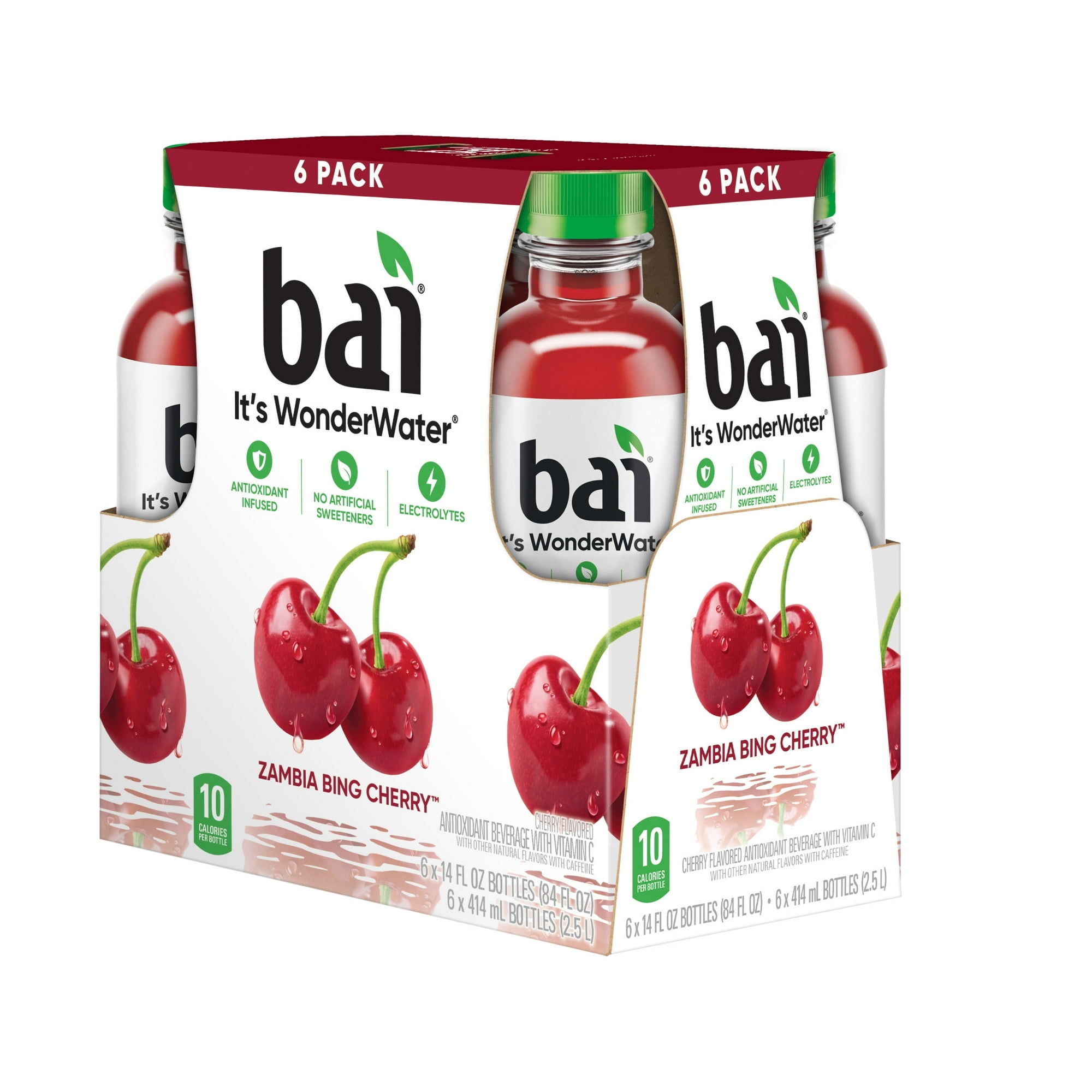Bai Zambia Bing Cherry Antioxidant Infused Water Beverage 6 Pack 14 fl oz