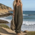 thumbnail image 2 of NMMUED Womens Crochet Sleeveless Dress Casual Summer V Neck Boho Knit Cover Up Beach Vacation Long Tank Dresses Dark Green 3XL, 2 of 6