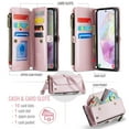 thumbnail image 2 of for Samsung Galaxy A25 5G Full Body Protection Wallet Folio Flip Case, Shoulder Strap & Wristlet Card Slots Zipper Pocket RFID Blocking Rugged Durable PU Leather Phone Case Cover, Pink, 2 of 10