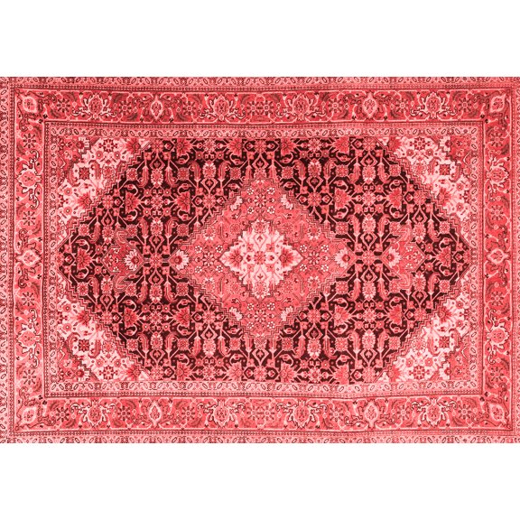 Ahgly Company Indoor Rectangle Medallion Red Traditional Area Rugs, 7' x 10'