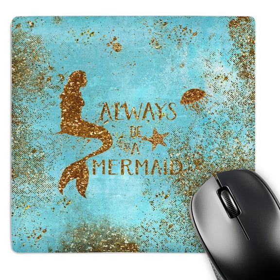 3dRose, Gold Glittery Mermaid Quote on Sparkling Teal, MousePad
