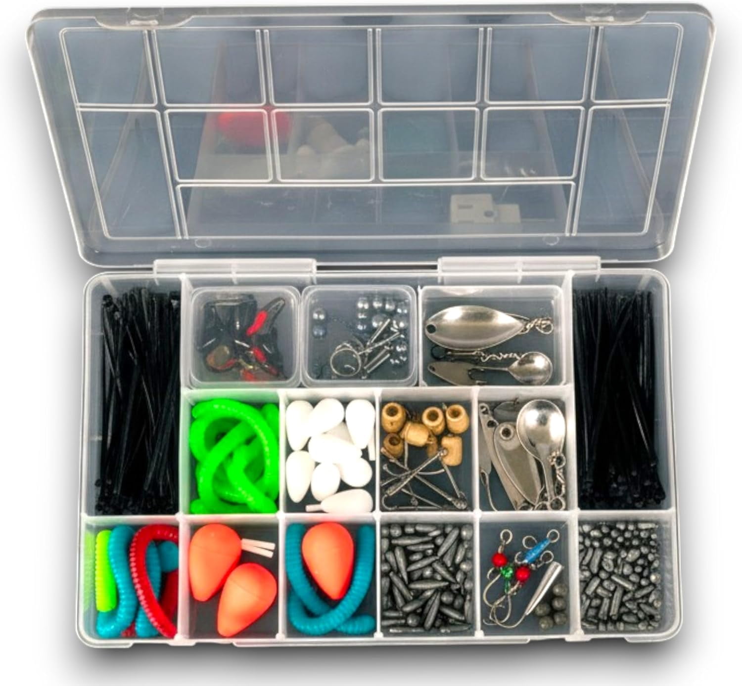MHSIOAP-Giotto Tackle Box Organizer with 13 Compartments – Clear Plastic Storage Box with Dividers for Fishing Lures 11.0 x 7.1 x 2.4 for Drawer Desk,Crafts Accessories Beads Screws Small Parts Organ