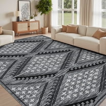 Garvee 10'x13' Modern Geometric Area Rug Washable Rug, Non Slip Non Shedding Carpet Low Pile Indoor Floor Mats for Living Room Bedroom Home Decor, Gray