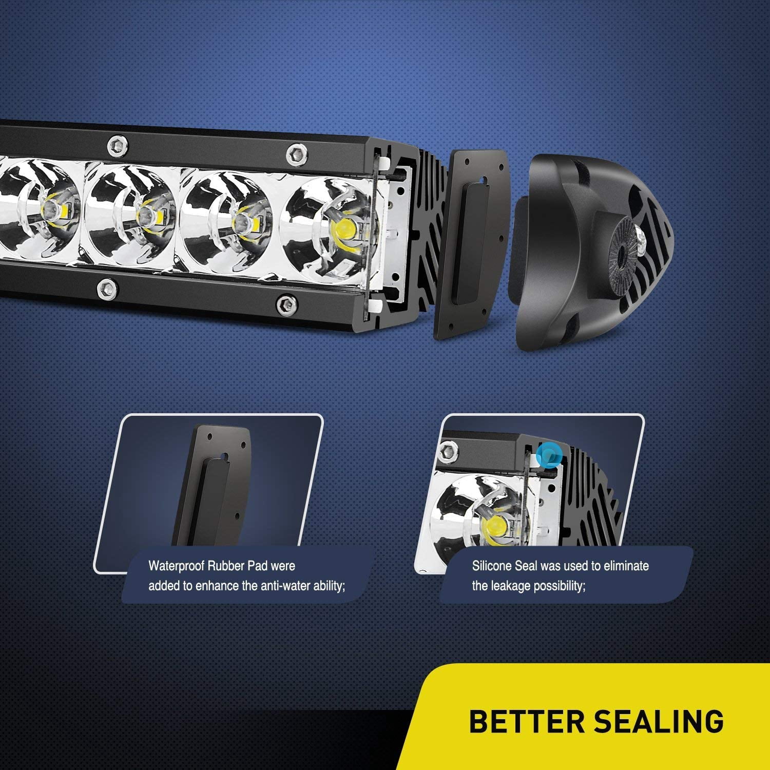 Nilight 17 Inch 80w LED Work Light Single Row Spot Flood Combo LED Light Bar Driving Lights Offroad Lighting - 2 Style Mounting Brackets,2 years Warranty