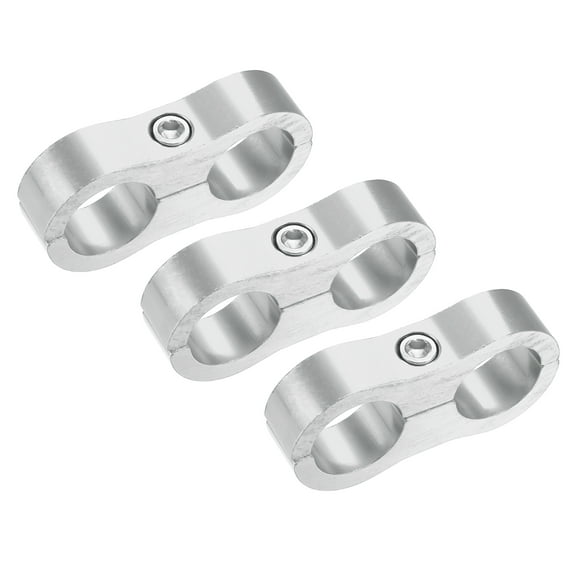 Unique Bargains 3pcs Aluminum Alloy AN10 Car Hose Separator Clamp Fuel Line Connector for Oil Fuel Hose Silver Tone