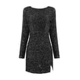 thumbnail image 4 of Sngxgn Womens Square Neck Long Sleeve Soft Lounge Long Dress Fall Casual Ribbed Bodycon Maxi Dresses(Black,L), 4 of 5