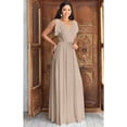 thumbnail image 3 of KOH KOH Long Bridesmaid Wedding Guest Sleeveless V-Neck Full Floor Length Flowy Sexy Wrap Formal Evening Cocktail Party Tall Maxi Dress Gown For Women Nude Champagne Brown Large US 12-14 NT333, 3 of 6