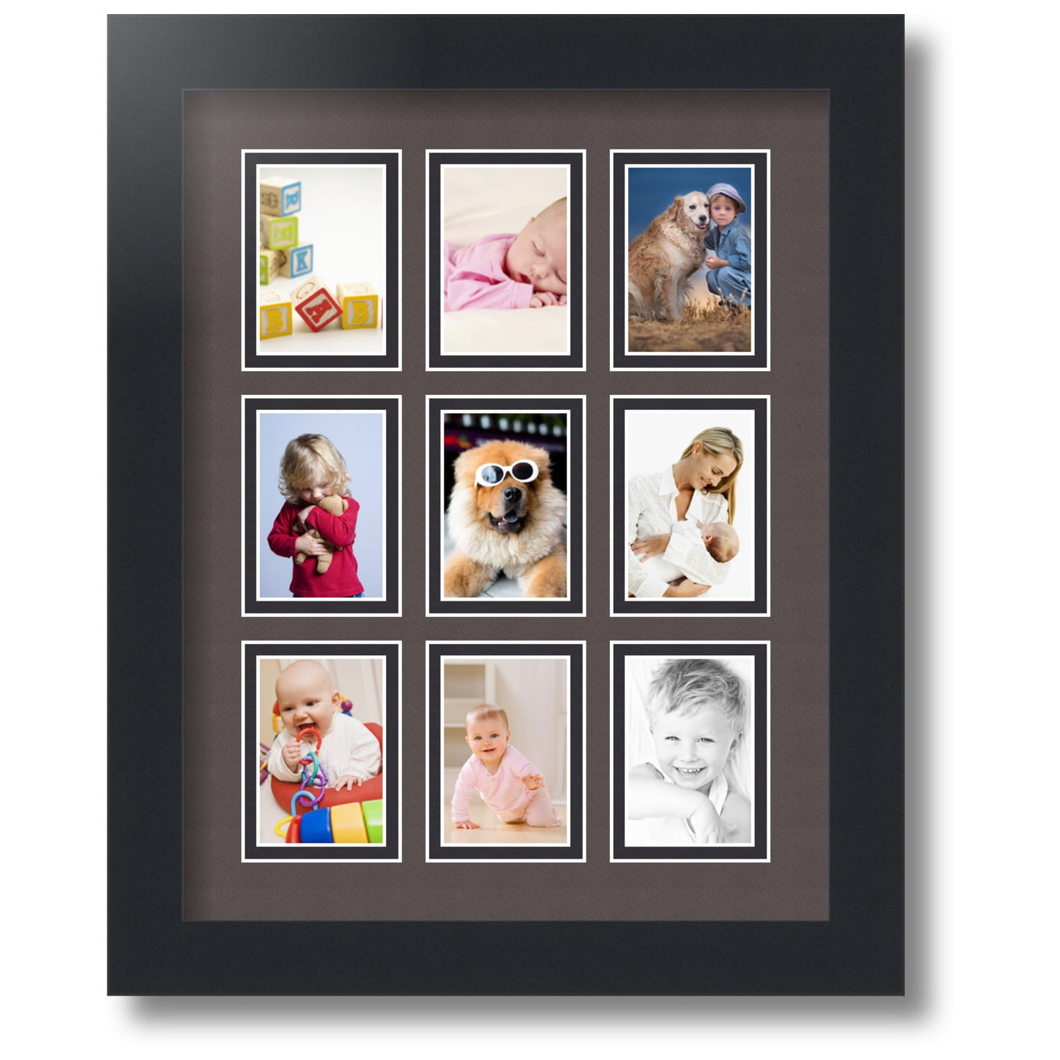 ArtToFrames Collage Photo Picture Frame with 9 - 2x3 Openings, Framed